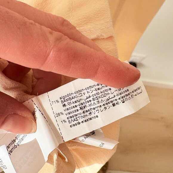 Zara Contrasting Lace Spaghetti Strap Midi Dress Nude Cream Size Medium - Picture 13 of 13